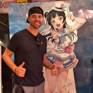 Grant with an anime character near Akihabara