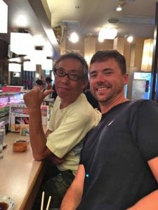 Grant and friend at SUSHI in Tokyo