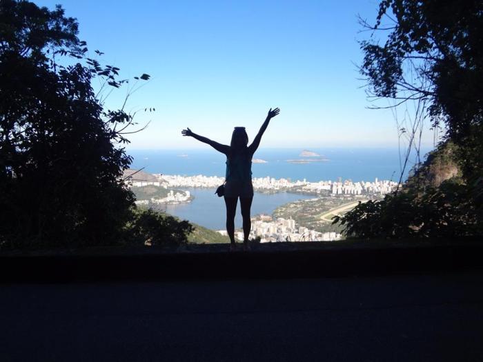 A view from the jungle on top of a mountain overlooking Rio on our way to A beautiful waterfall in the Brazilian jungle close to the city in Rio on the way to the Cristo Redentor