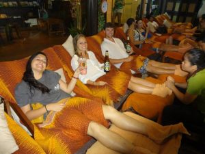 Grant Rachel and friends getting a massage in Bangkok
