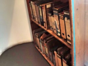 The book shelf inside of the Anne Frank House