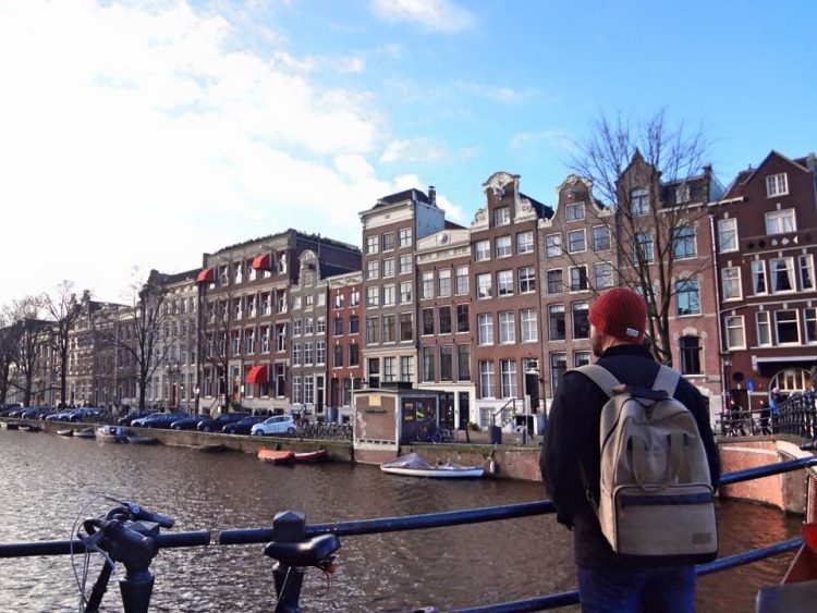 Grant at a Canal in Amsterdam