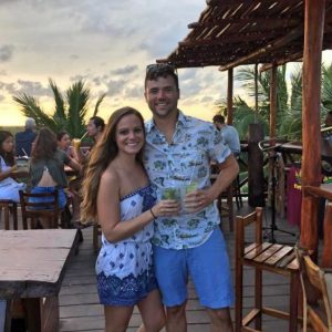 Grant and Rachel at Sunset form Mateos happy hour in Tulum
