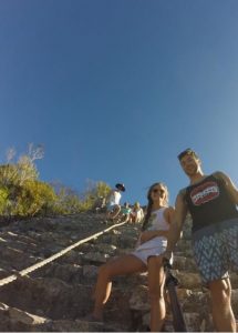 Grant and Rachel at Coba Mayan ruins