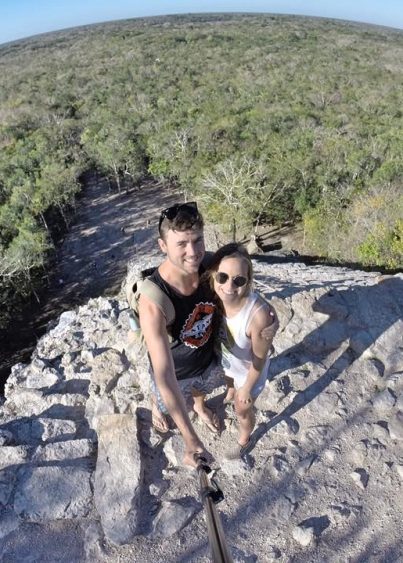 Grant and Rachel at Coba Mayan ruins