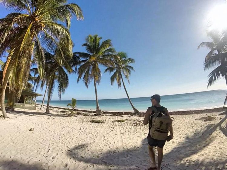 Grant at a beautiful beach in Sian Ka'an Biosphere Reserve