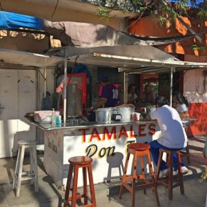 Tamales at a Tulum streetcar