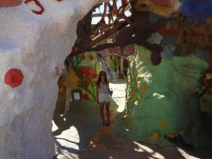 Rachel inside salvation mountain