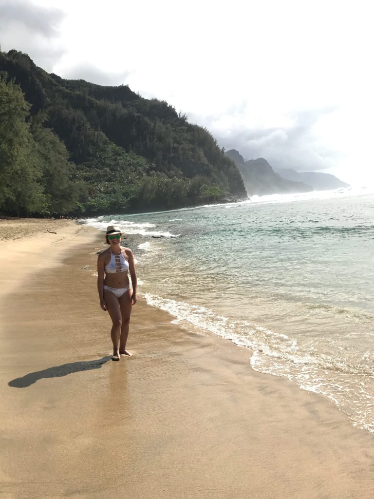 Rachel at Ke'e Beach in Ha'ena State Park