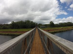 A swinging bridge near Downtown Hanapepe