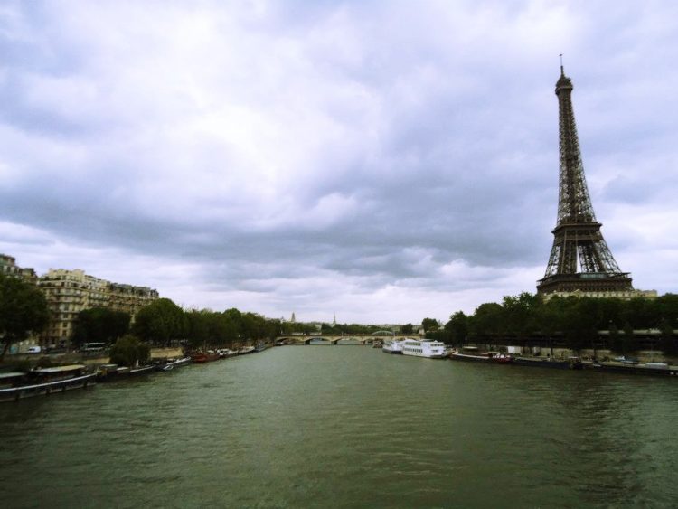 a view of the Eiffel Tower from the river