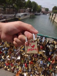 Grant and Rachel at the Lock Bridge in Paris