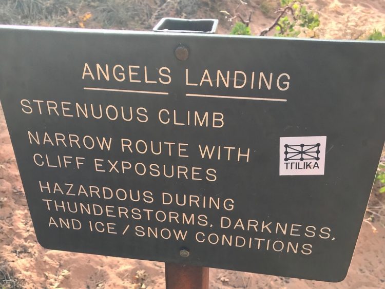Angles Landing Zion sign
