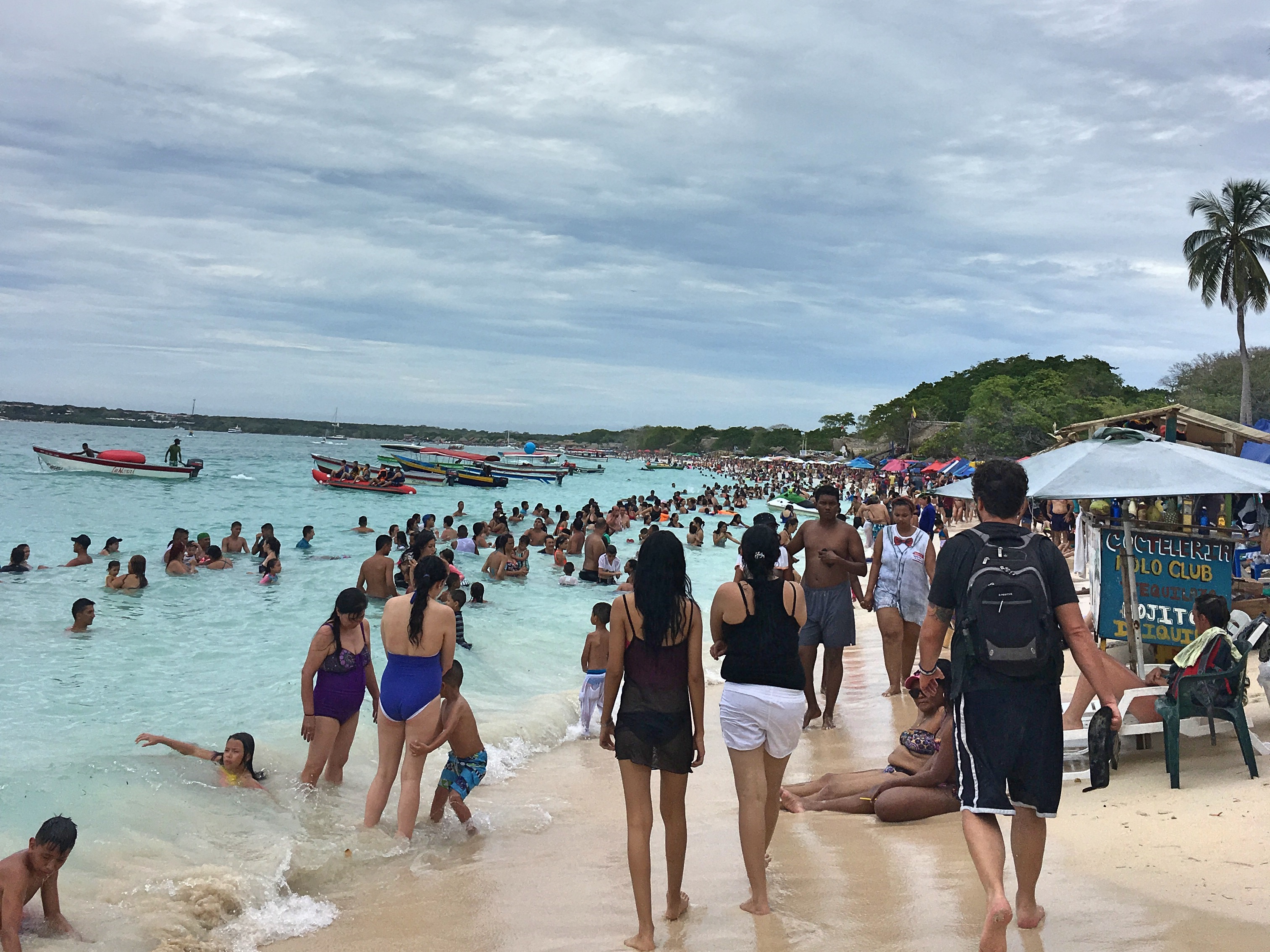 lots of people on crowded playa blanca