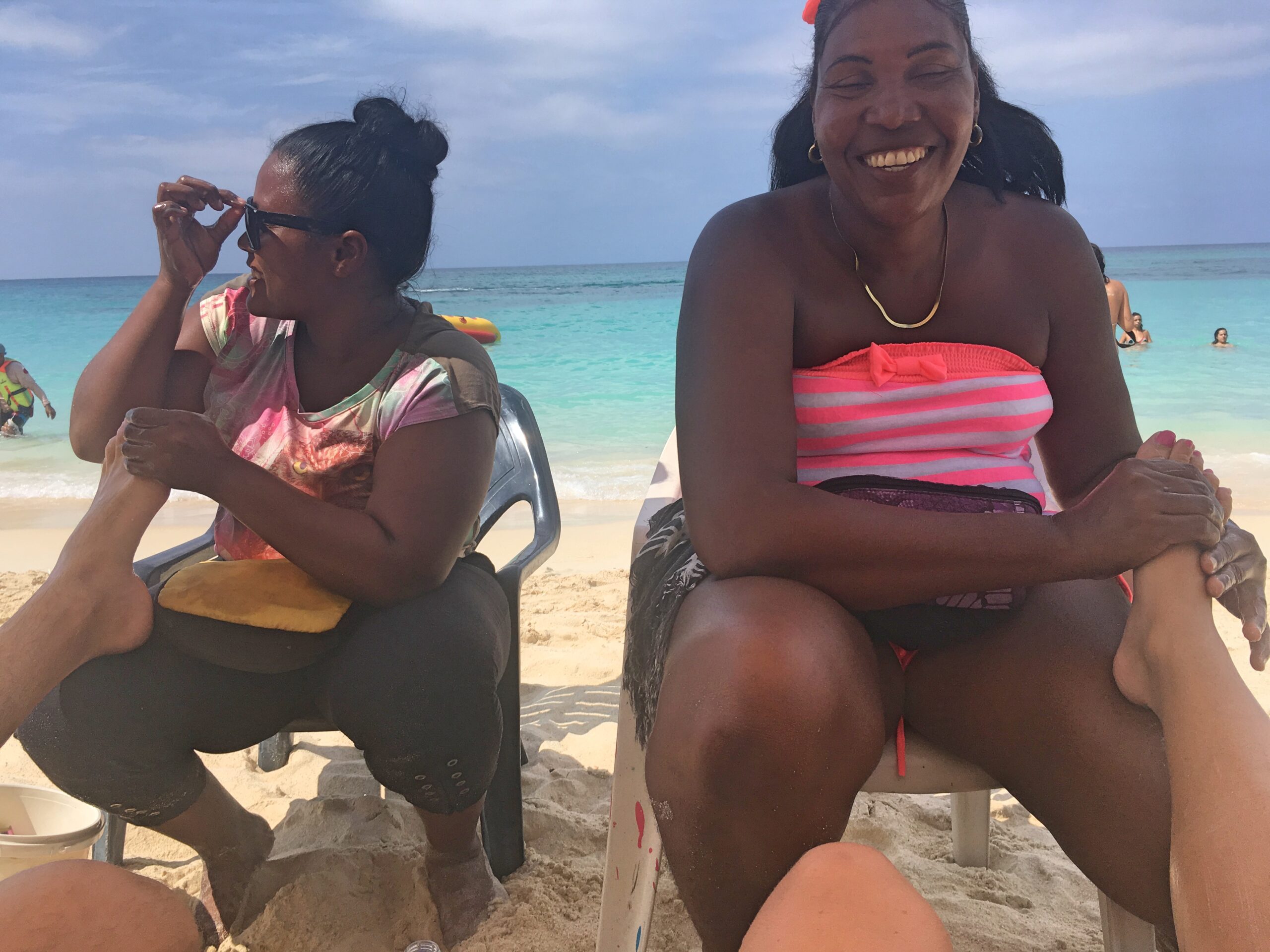 getting a foot massage on playa blanca