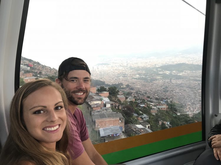 riding the cable car in medellin