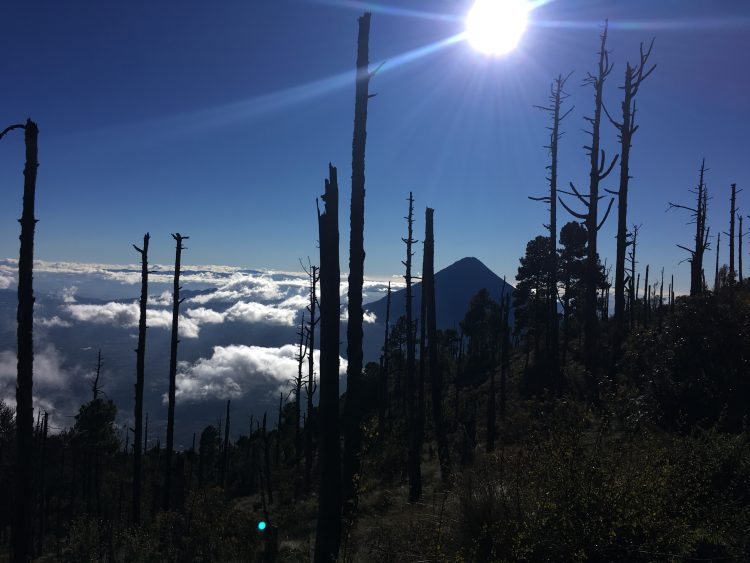 sunrise clouds over volcano