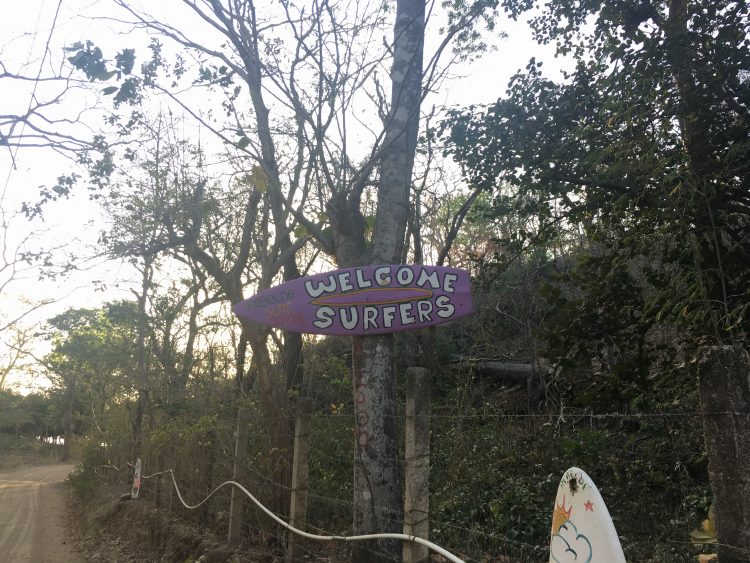 surfer sign at playa maderas