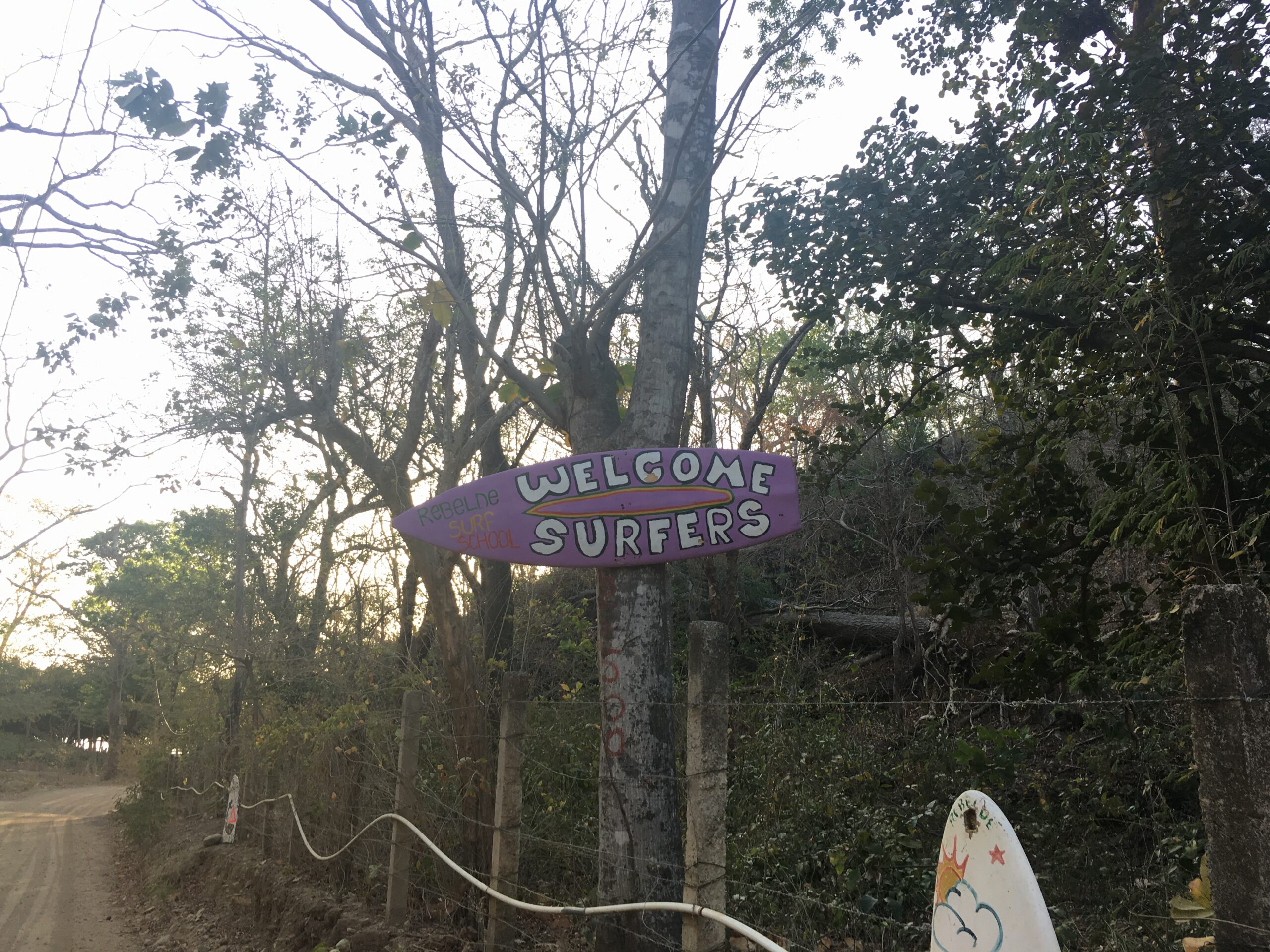 surfer sign at playa maderas