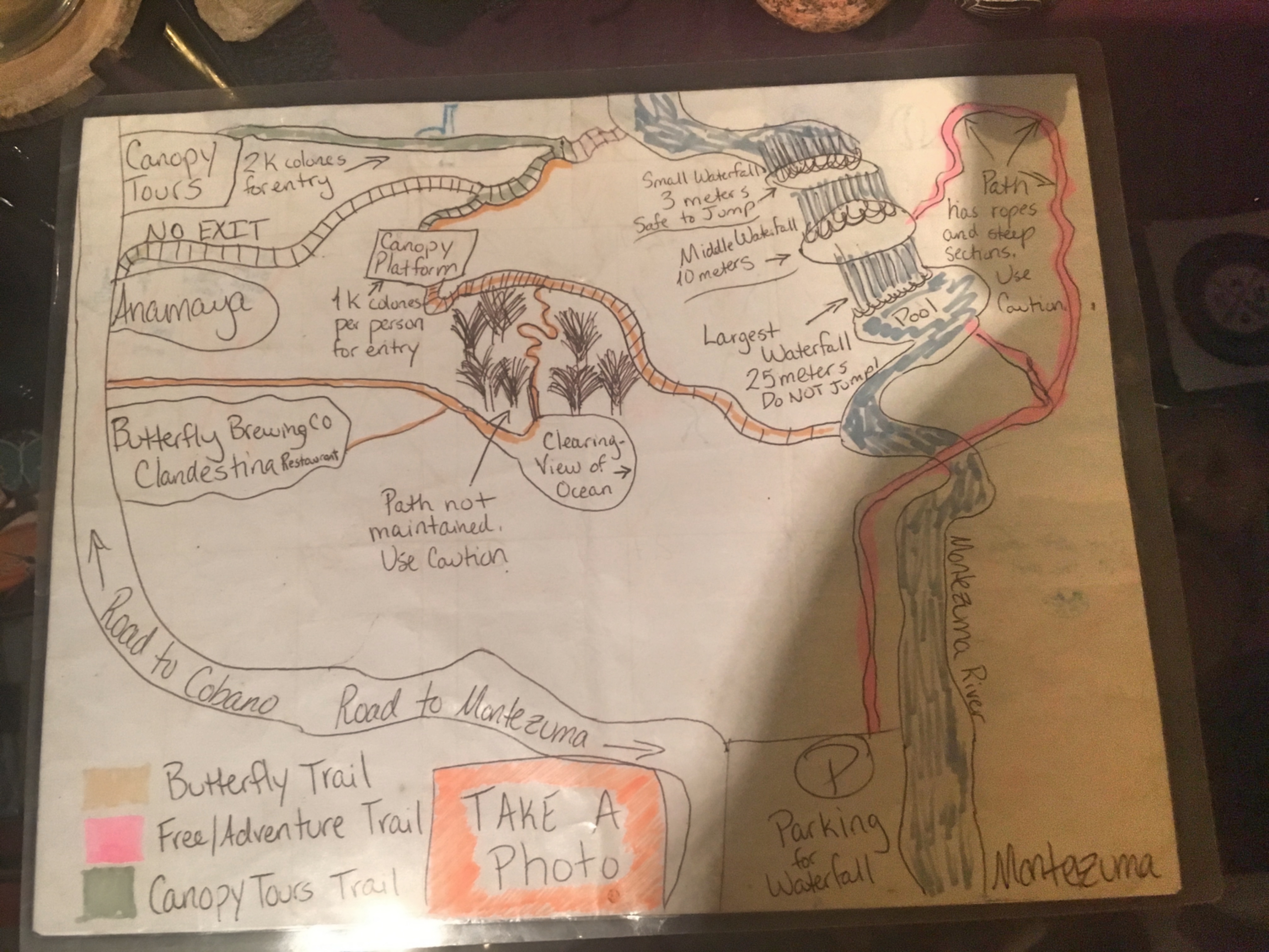 montezuma waterfall map