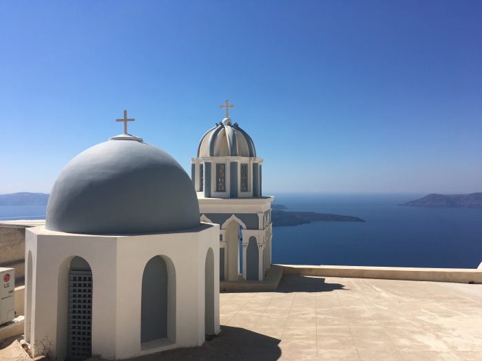 blue domes santorini