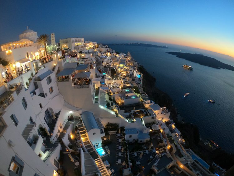 fira santorini at night