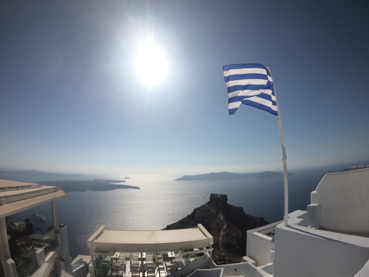 greek flag santorini